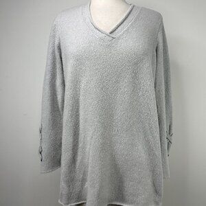 Habitat Clothes to Live In Tunic Women Sz S Olive Lace Sleeves Oversized Sweater